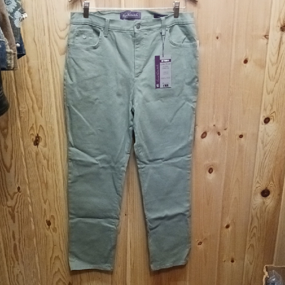 Gloria Vanderbilt "Amanda" Sage Meadows (Green) Stretch Slimming Jeans 14P